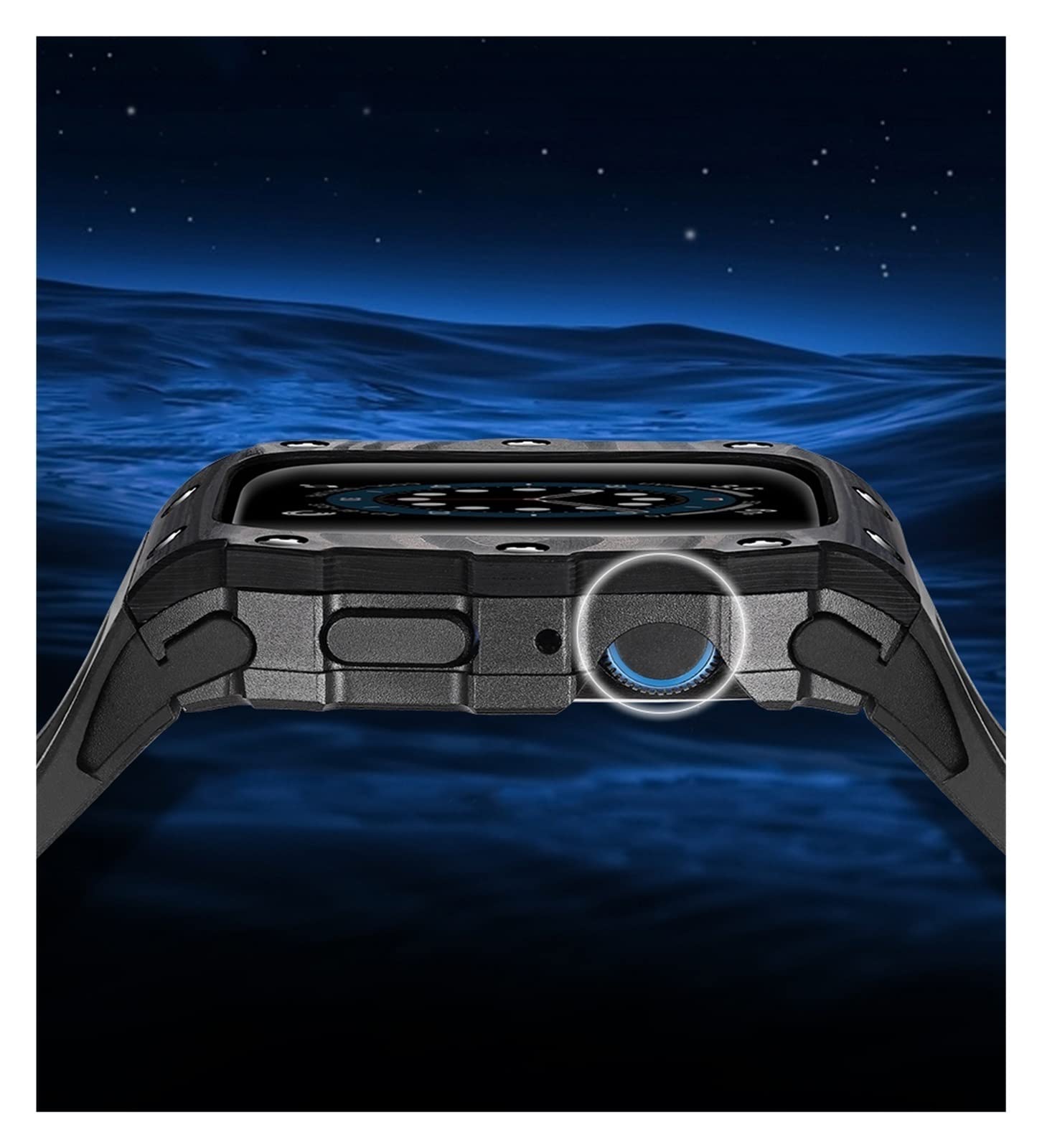 Kit de modification en fibre de carbone pour Apple Watch 8 45 mm 44 mm Boîtier de luxe en céramique pour iWatch Series 8 7 6 5 4 SE 41 mm 40 mm, 44mm, Agate