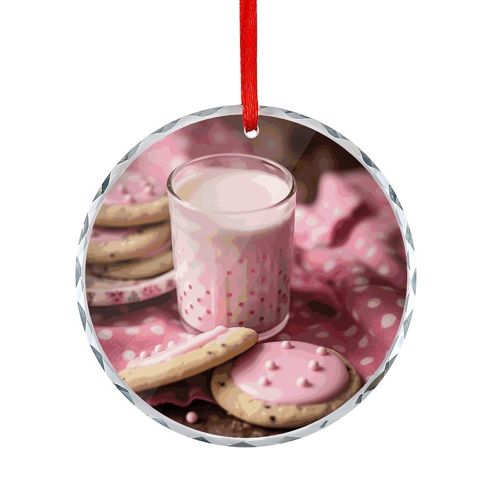 Btcowzrv Style Hot Milk And Biscuits Round Ornament Hanging Pendant Decor