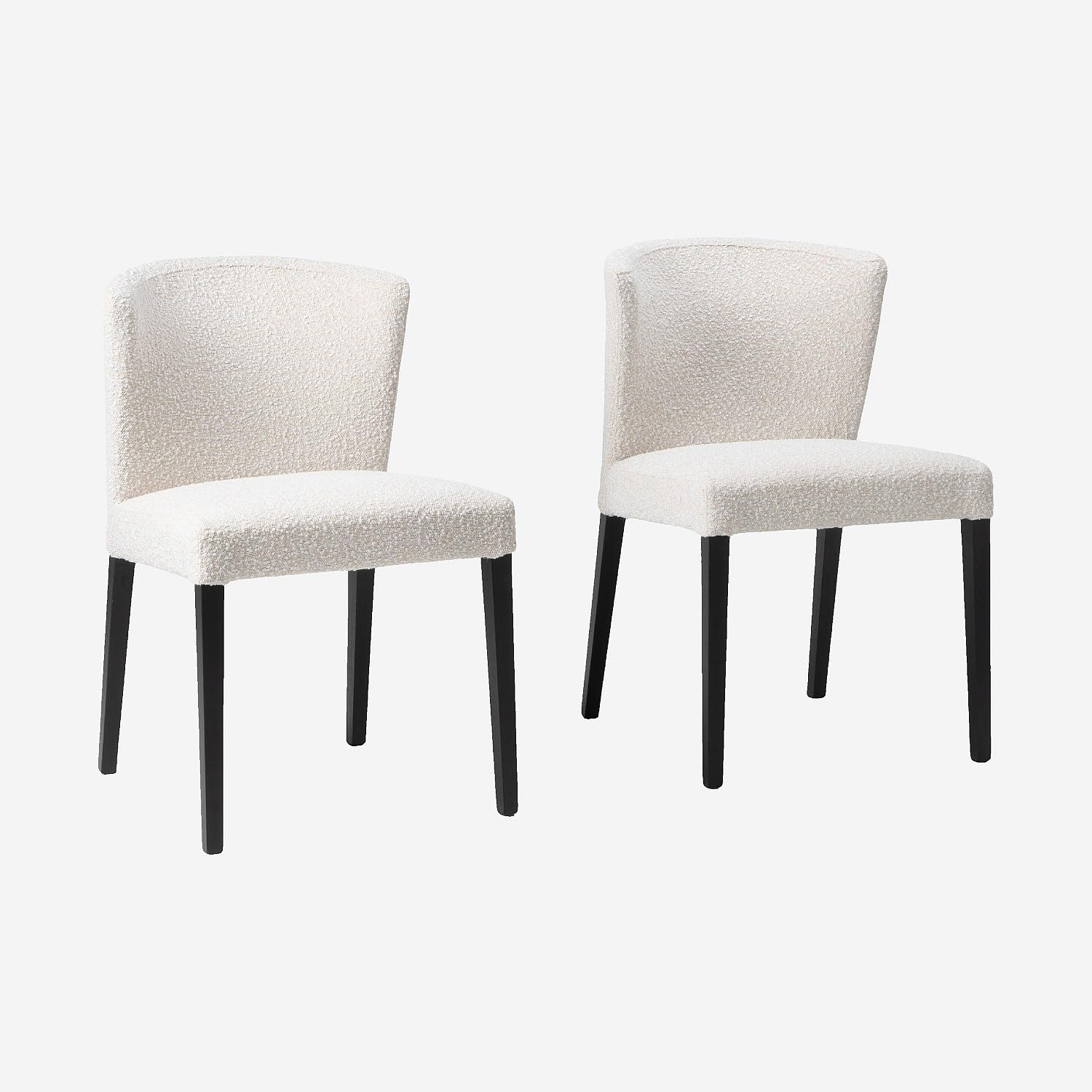 Chaises en tissu bouclette et chêne massif noir lot de 2 Valentina