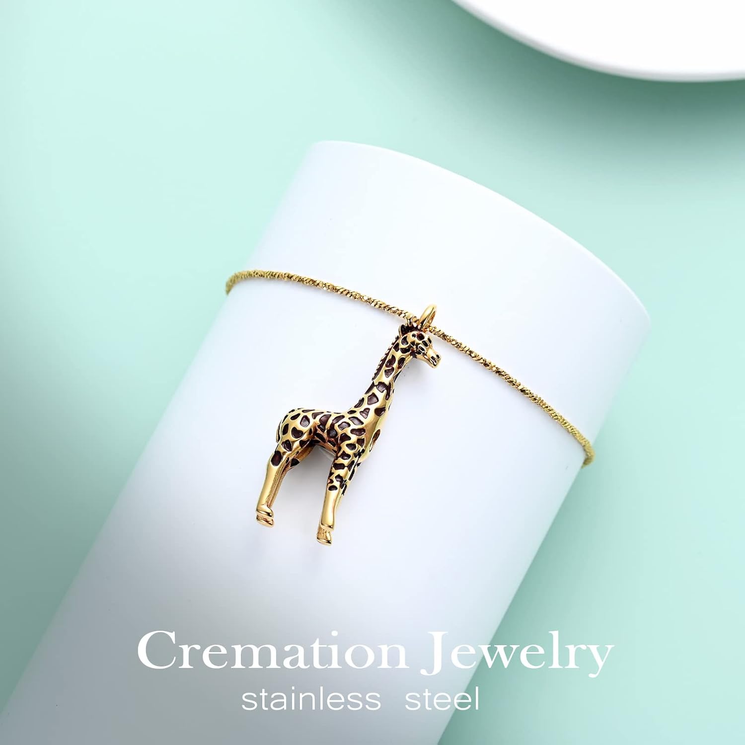 Yinplsmemory Cremation Jewelry Animal Giraffe Urn Necklace for Ashes for Women/Men Keepsake Ashes Holder Urn Locket Pendant Necklace for Human/Pet Ashes - Image 2