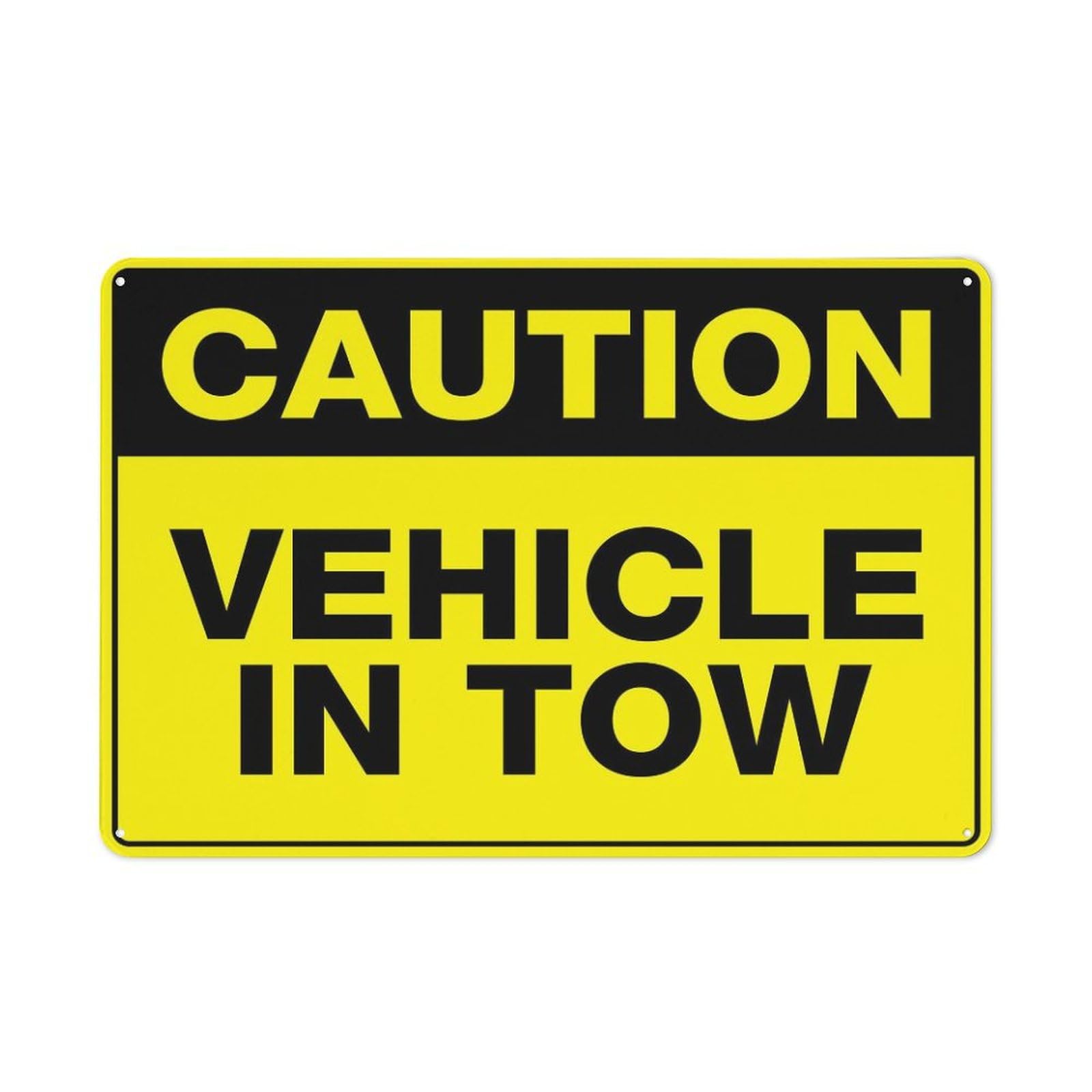 Caution Vehicle In Tow Retro Vintage 8"x12" Metal Tin Sign - Wall Decor for Home Kitchen, Bar, Pub & Restaurant