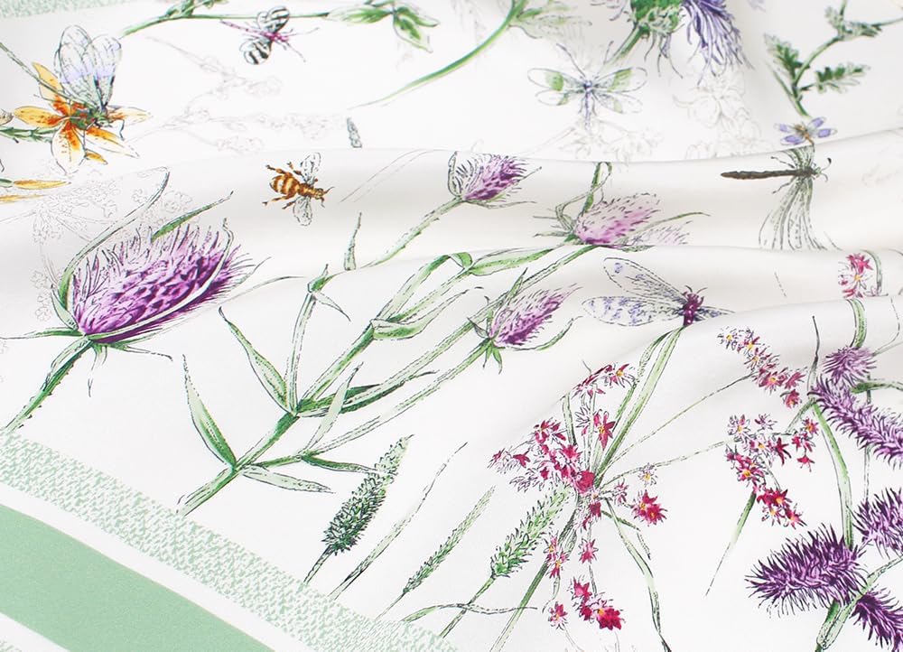 ANDANTINO 100% Mulberry Silk Square Scarf for Hair-25.6" X25.6'' Women Men Natural Silk Neckerchief Digital Printed Headscarf - Image 5