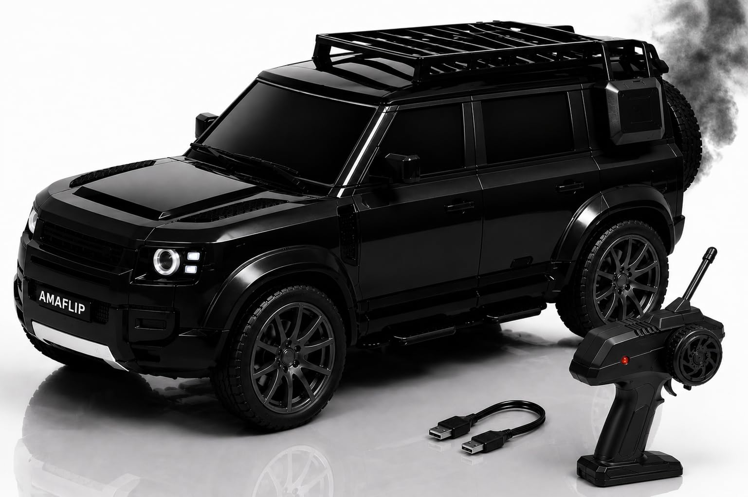 SUV Defender Remote Control RC Car with Real Smoke | High Speed Racing Toy with LED Lights | Rechargeable Battery | Fully Functional RC Vehicle for Kids Boys & Girls-image-25