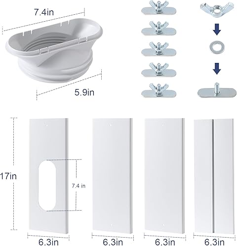 Miniatura 4 de Kit de ventilación de aire acondicionado portátil con manguera de escape de 5.9 pulgadas y acoplador, kit de ventilación de CA sin costuras, kit de