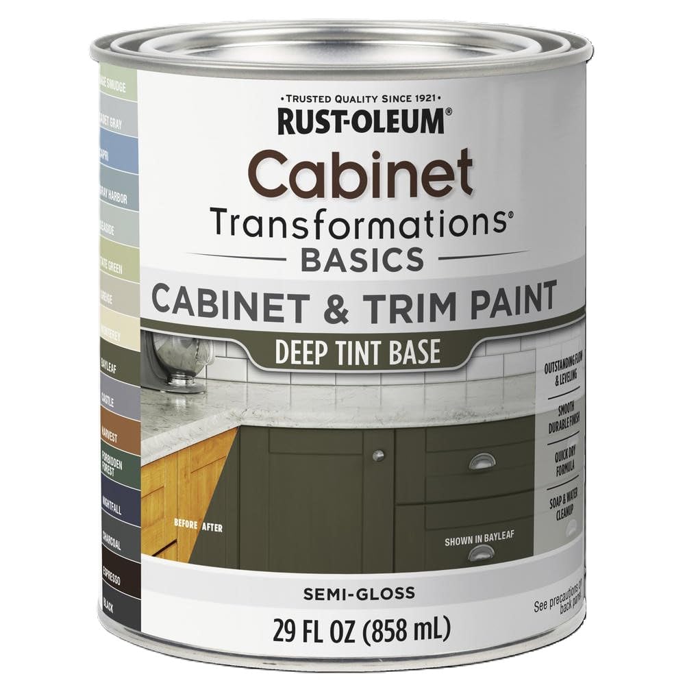 Rust-Oleum Transformations Cabinet Transformations Basics Cabinet & Trim Paint Deep Tint Base, Quart, Sage Smudge, 386422