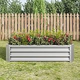 Homgoday Hochbeet Metall Pflanzenbeet, Hochbeete für Garten aus robustem Stahlblech mit stabilem Design, Rostschutz und Langer Haltbarkeit, Hochbeet Bausatz ohne Boden, Ideal für Gemüse, Kräuter & Blu