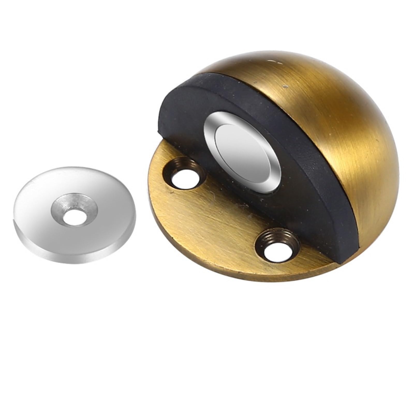 Luercher Yellow Bronze Door Stop Floor Mounted Door Stops Stainless Steel Door Stoppers For Floor Mounted Half Moon With Screws 2 Pack(Yellow Bronze)