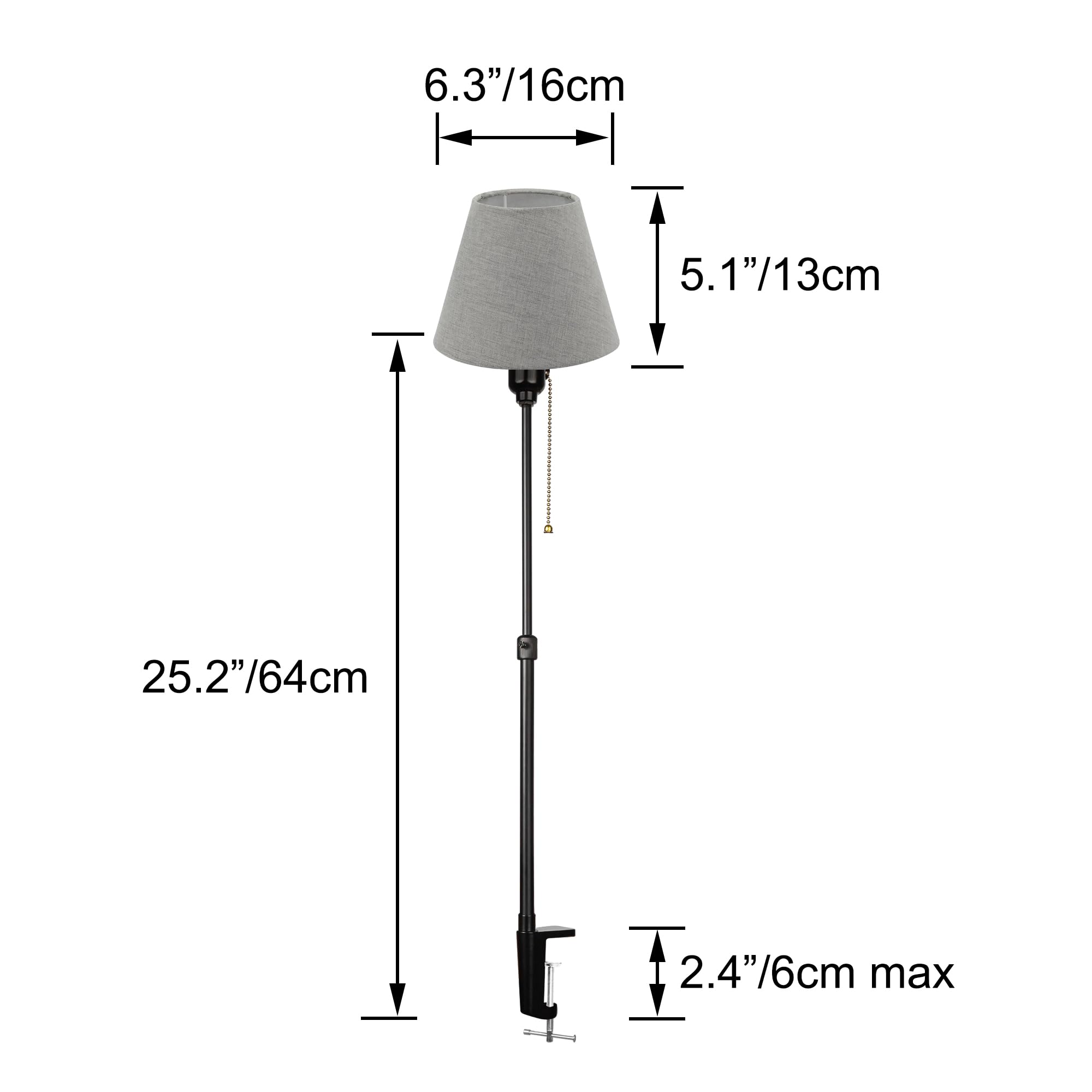 Modern Klemmleuchte,1 Packung Leselampe mit 2,5 m Kabel, Dimmbar Graue Nachttischlampe,Augenpflege Schreibtischlampe für Heimgebrauch Büro, E27 Lampenhalterung - DZ0031