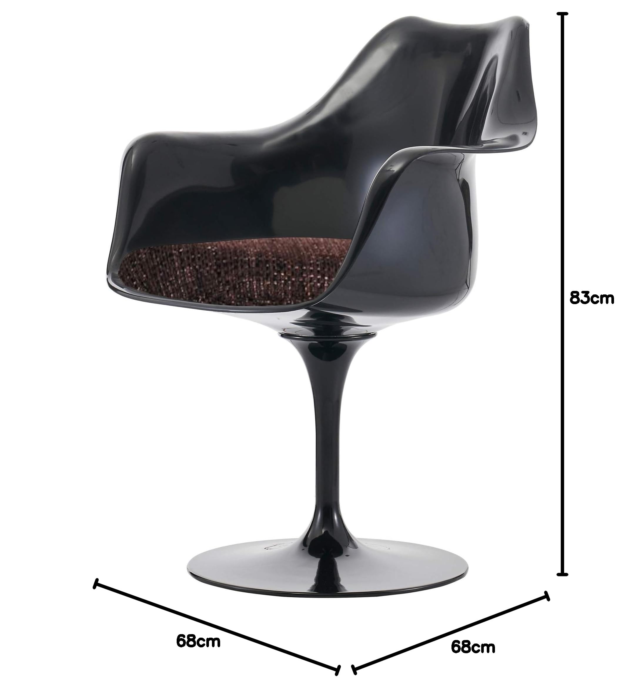 Sillón Giratorio Negro Brillante y marrón Texturizado