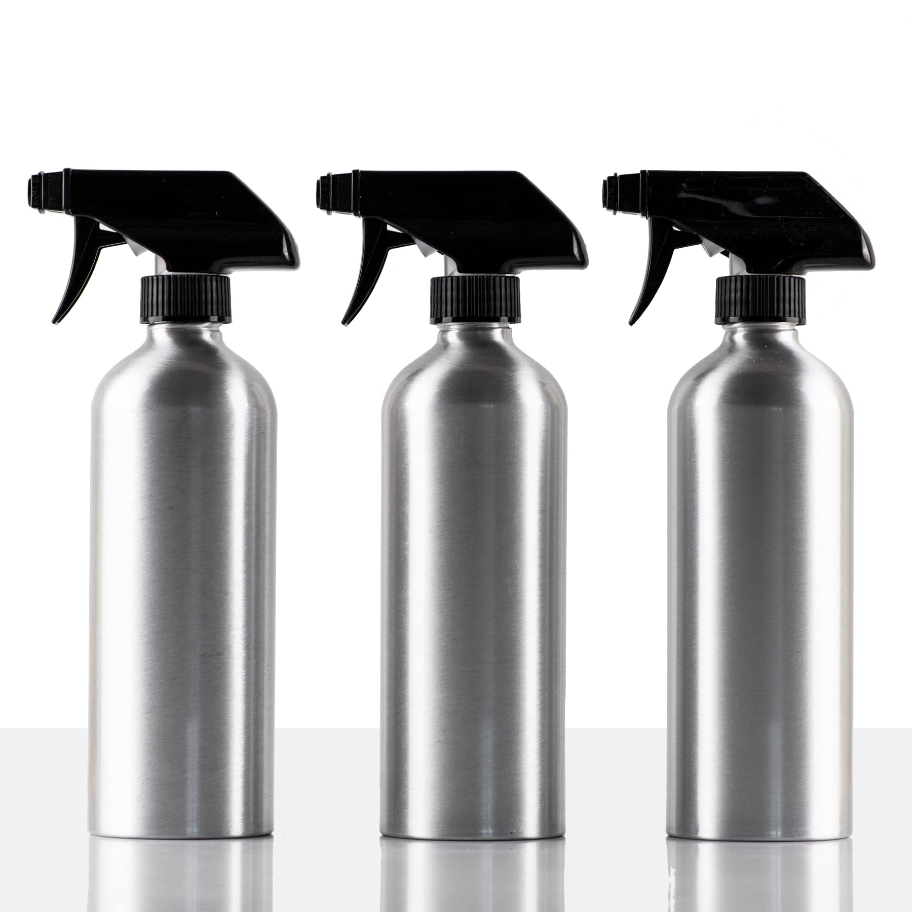 Aluminum Spray Bottles (3 Pack) 16oz - Silver Metal 