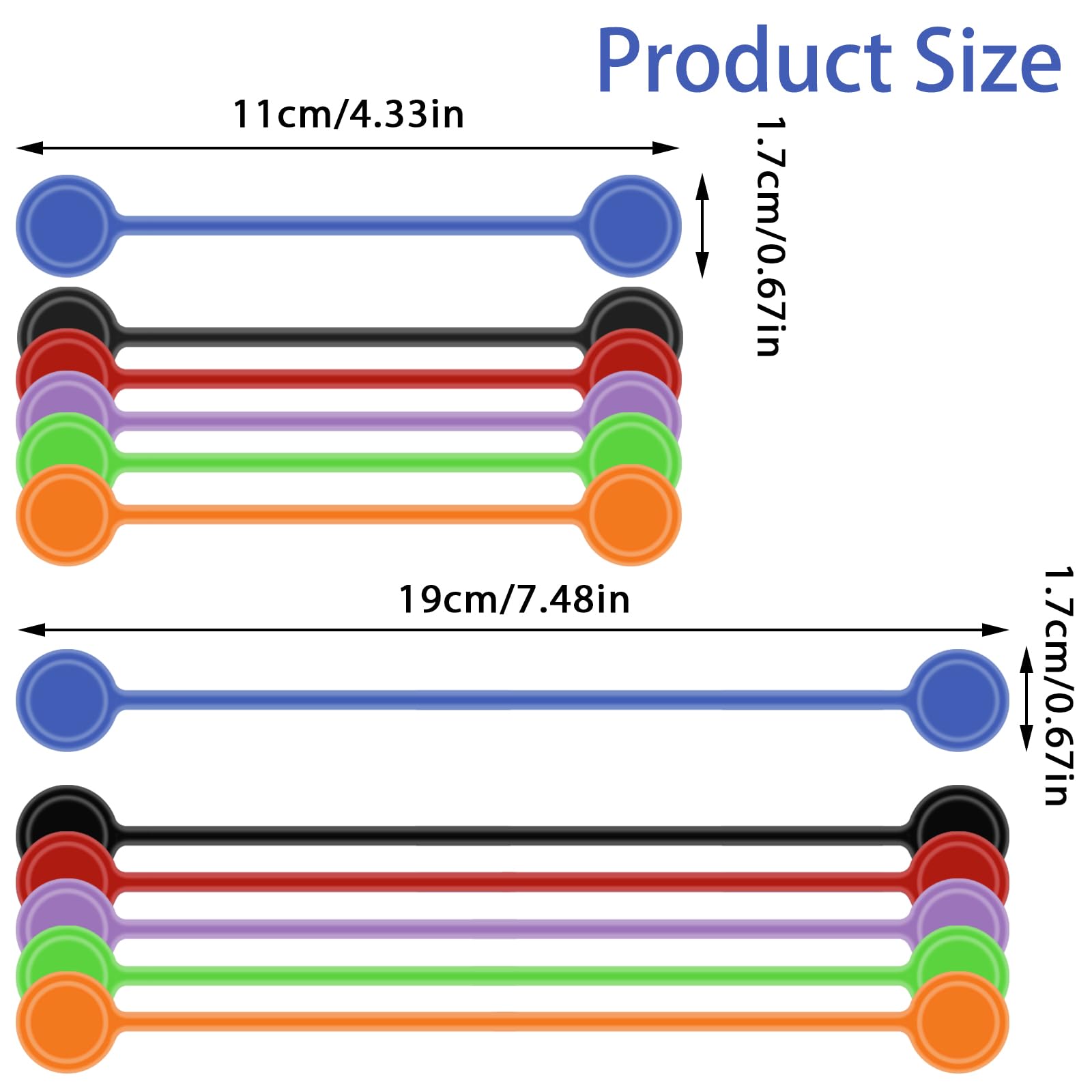 Lusofie 10 Fascette Magnetiche In Silicone Per Cavi – Riutilizzabili, Organizer Per USB, Nero