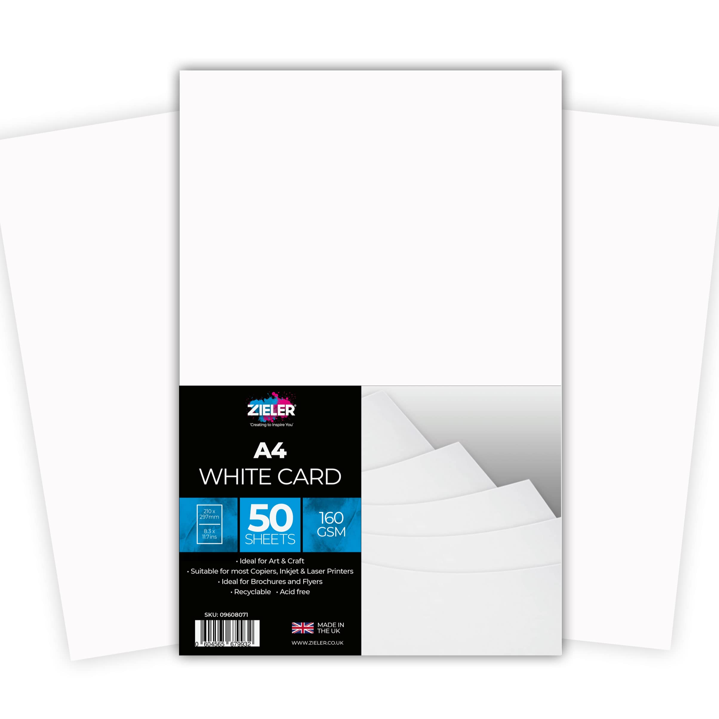 A4 White Activity Card - 50 Sheets - 160gsm