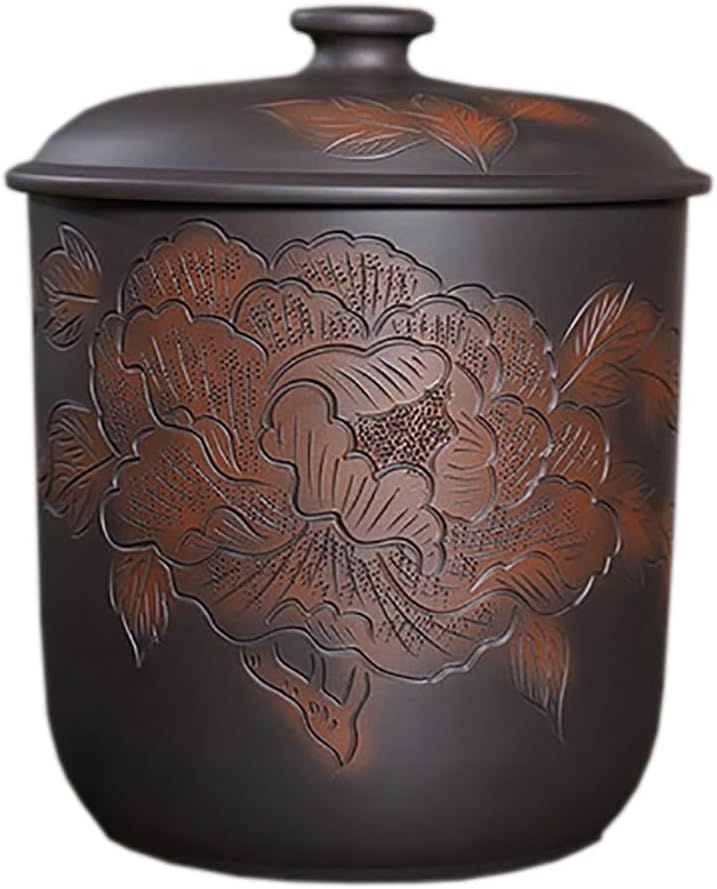 Ceramic Rice Storage Containe, Ceramic Containers With Lids For Food 10kg, Retro Ceramic Rice Bucket, Large Rice Jar For Cereal, Flour, Sugar, Coffee, Rice, Nuts, Snacks, Pet Food,Tea(A1-5kg)