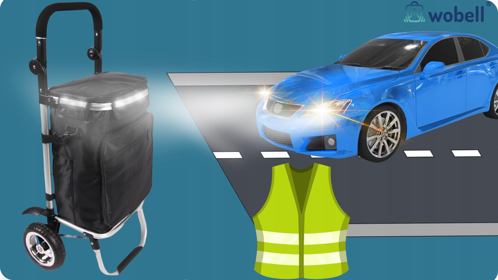 Wózek na Zakupy, 45L Pojemność, Szary, Aluminiowa Rama, Wodoodporny, z Kieszenią Termoizolacyjną, Składany, Regulowany Uchwyt 66-110cm