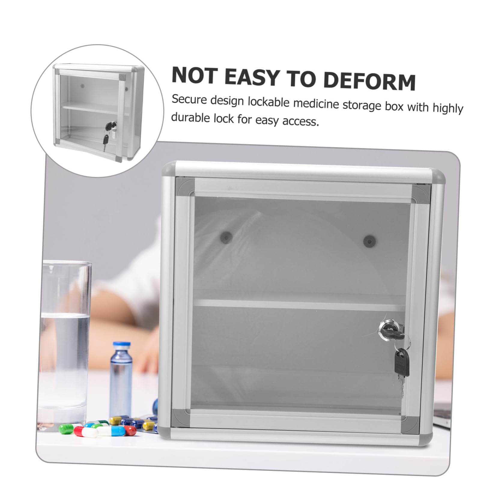 Botiquín de Pared de Aleación de Aluminio Cerradura, Almacenamiento Multifuncional Seguro para Medicamentos y Objetos Personales Hogar Coche