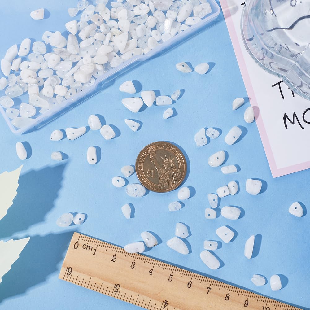 SUNNYCLUE 2 Strands Moonstone Chips Bulk Chips Beads Strand Moonstone Beads Healing Energy Gemstones Chip Stones Irregular Stone Chip Beads for jewellery Making Garden Aquarium Vase Plants Home Decor - Image 3