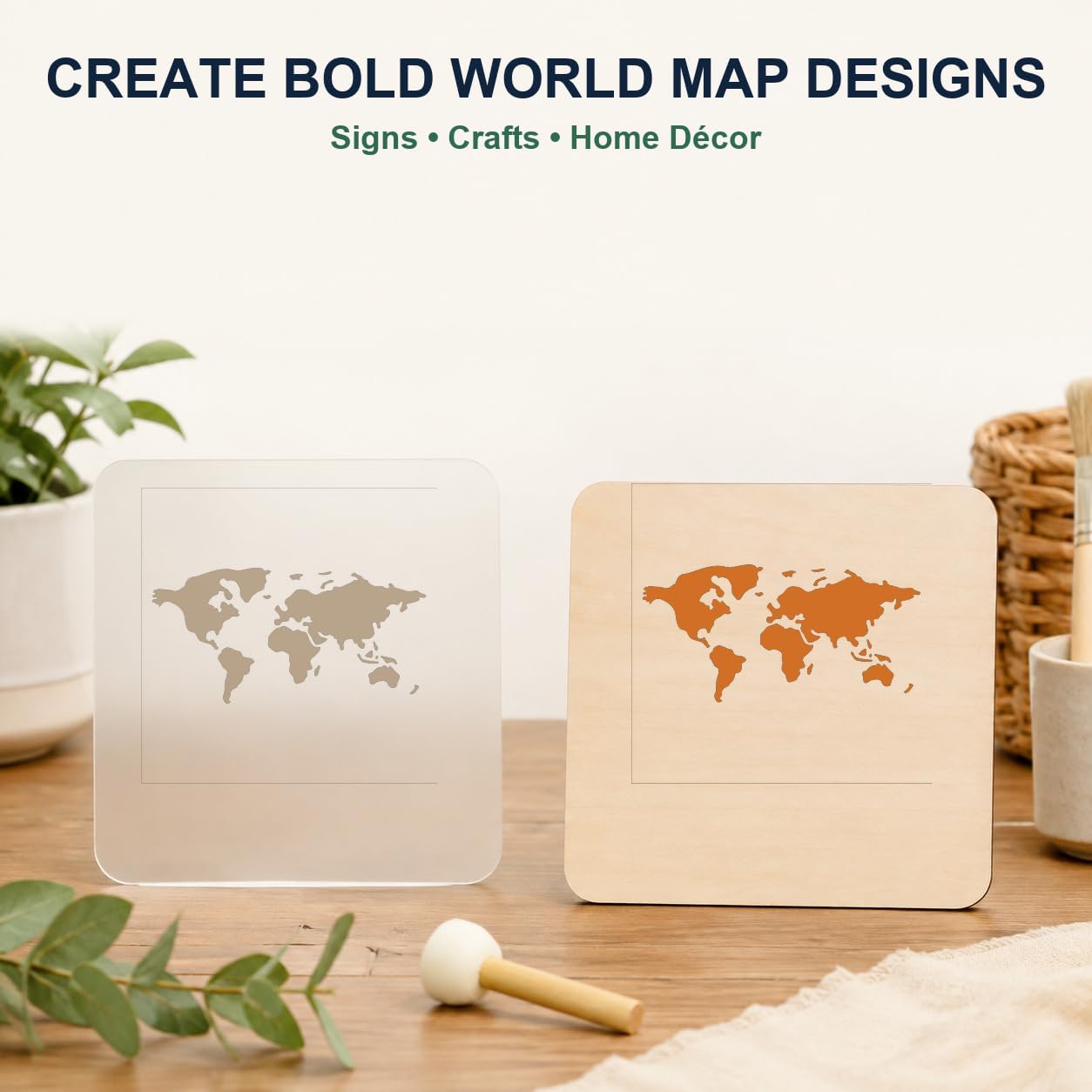MAGJUCHE World Map Stencil 6 Inches, Reusable World Map Stencil for Painting DIY Crafts Decor image 3