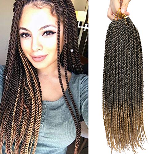 Befunny Crochet Braids Senegalese Twist Crochet Hair 8Packs 18 Inch Two Tone Black/Honey Blonde Small Micro Prelooped Crochet Twists Crotchet Braiding Hair Itch Free(18",T1B/27#)