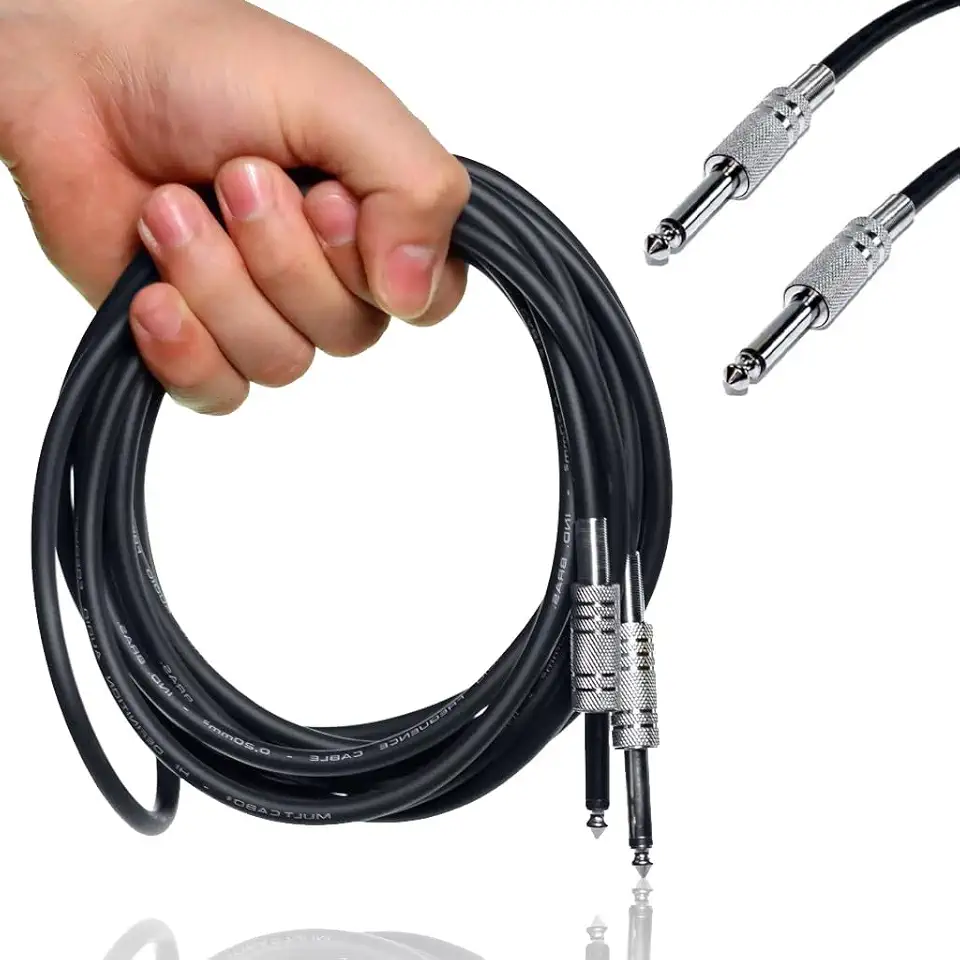Cabo Para Guitarra Violão Equipamentos de Audio P10 Para P10 Mono Resistente a Dobras 3 Metros