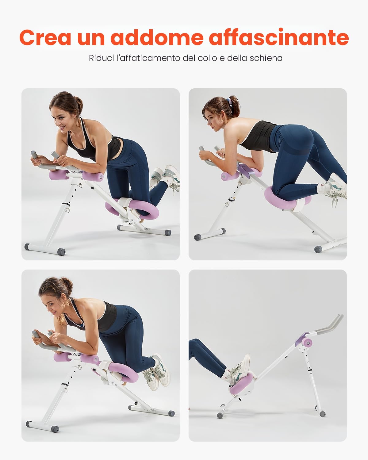 VEVOR AB Workout Machine, Attrezzatura per Allenamento Addominale Core, Capacità 150 kg, Allenamento della Forza Ab Cruncher, Attrezzo Pieghevole Regolabile per Esercizi Fitness in Palestra a Casa