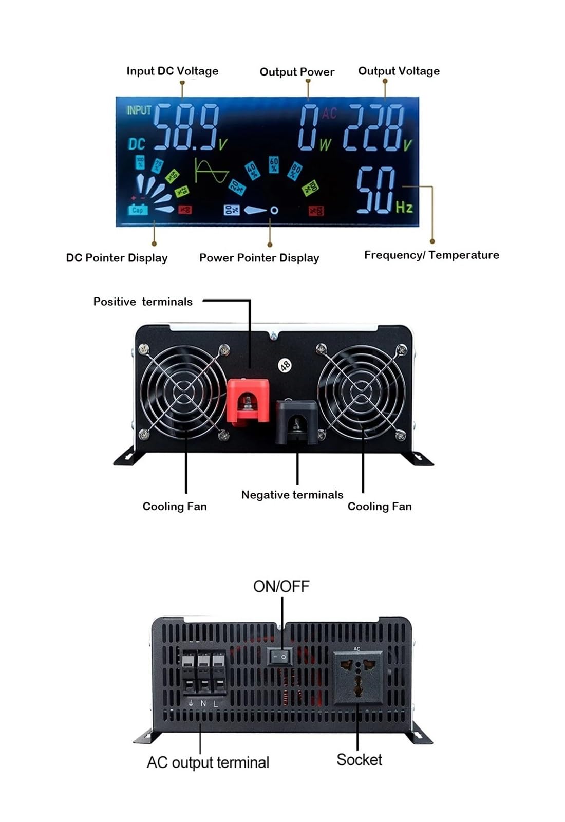 Inversor Onda Sinusoidal Pura 12000 W 6000 W 12 KW 6 KW 12 V 24 V 48 V 60 V A CA 220 V 120 V Convertidor Voltaje 50 Hz 60 Hz Convertidor(48V,220V 60HZ,Europe)