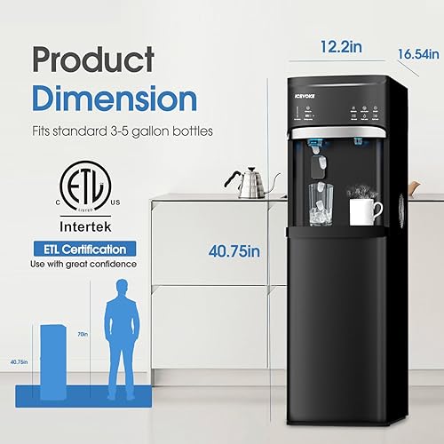 Miniatura 6 de 4-in-1 Water Dispenser with Bullet Ice Maker, Bottom Loading Hot & Cold Water Cooler for 5 Gallon Bottle - Includes Child Safety Lock & UV