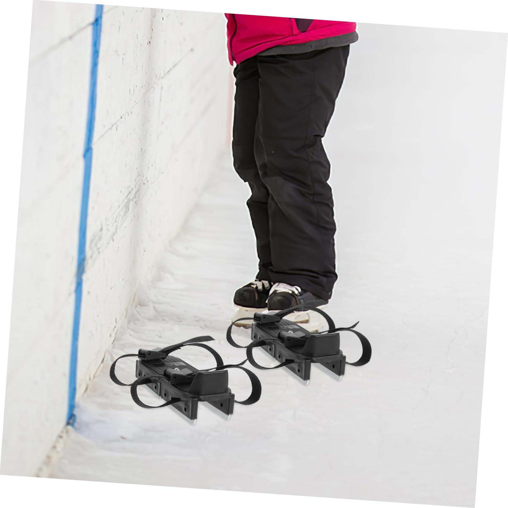 Kinder Eislaufschuhe mit Befestigungsriemen, Verstellbar, Leicht, Schwarz