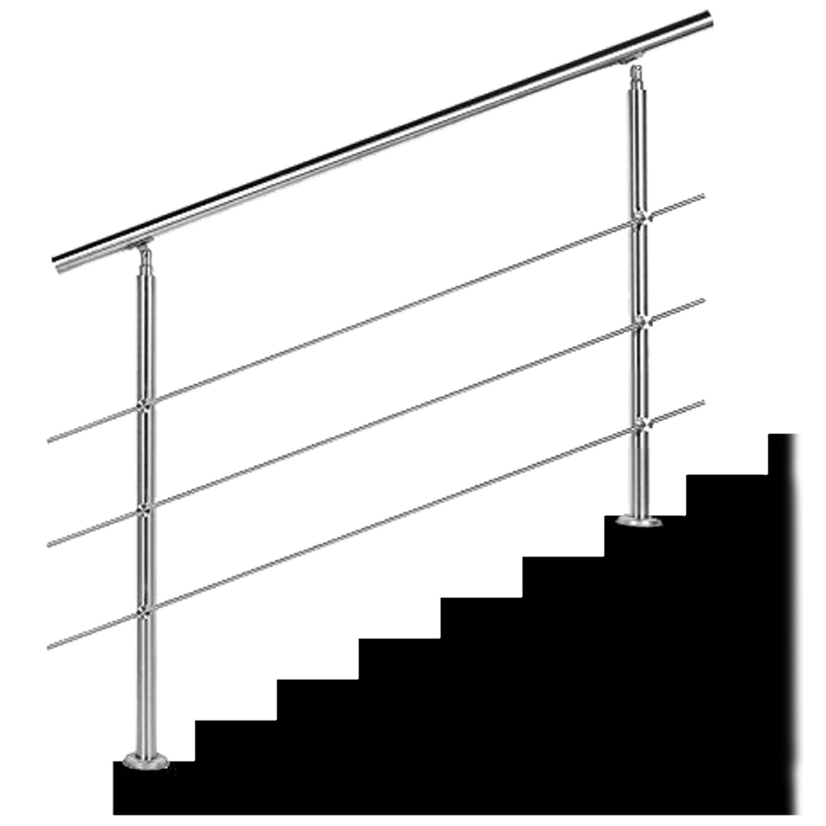 LWJSOCP Stair handrail Stair Handrail for Indoor and Outdoor, 304 Stainless Steel Durable Stair Railing Balustrade for Elderly and Disabled Complete Set (Easy to Assemble)