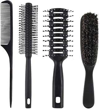 4pcs Mens Hair Brush Set Natural Boar Bristle Massage Tips Brushes