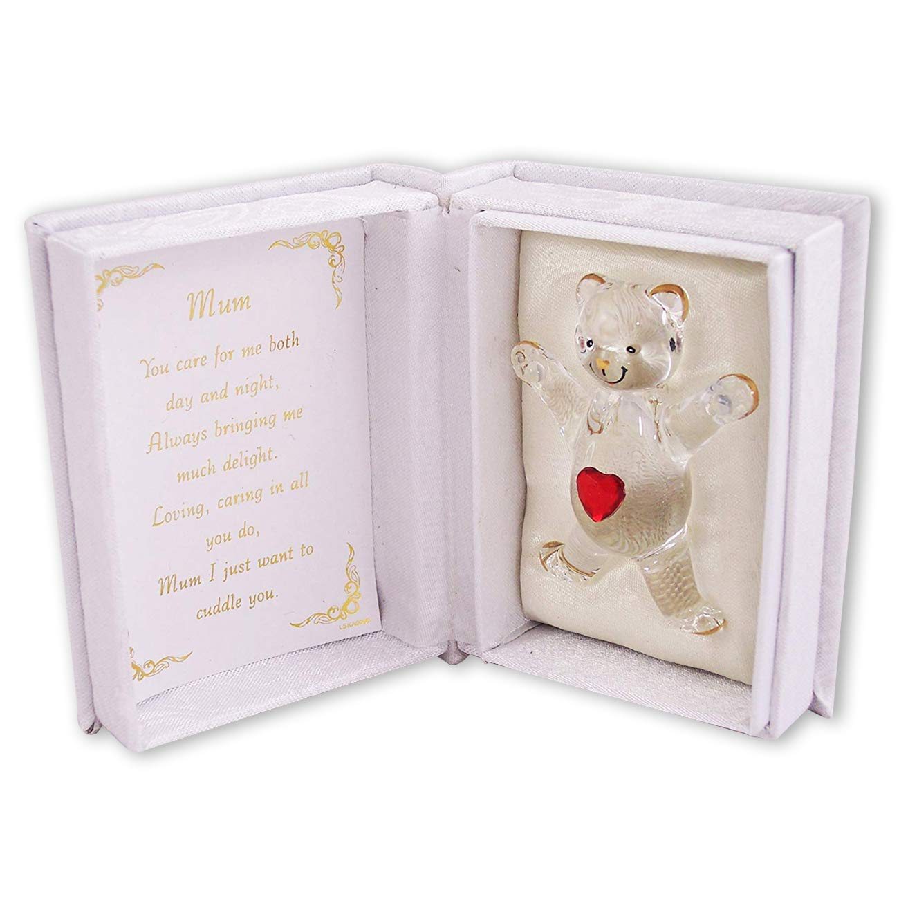 Glass Teddy Bear Box A Cuddle For You MUM