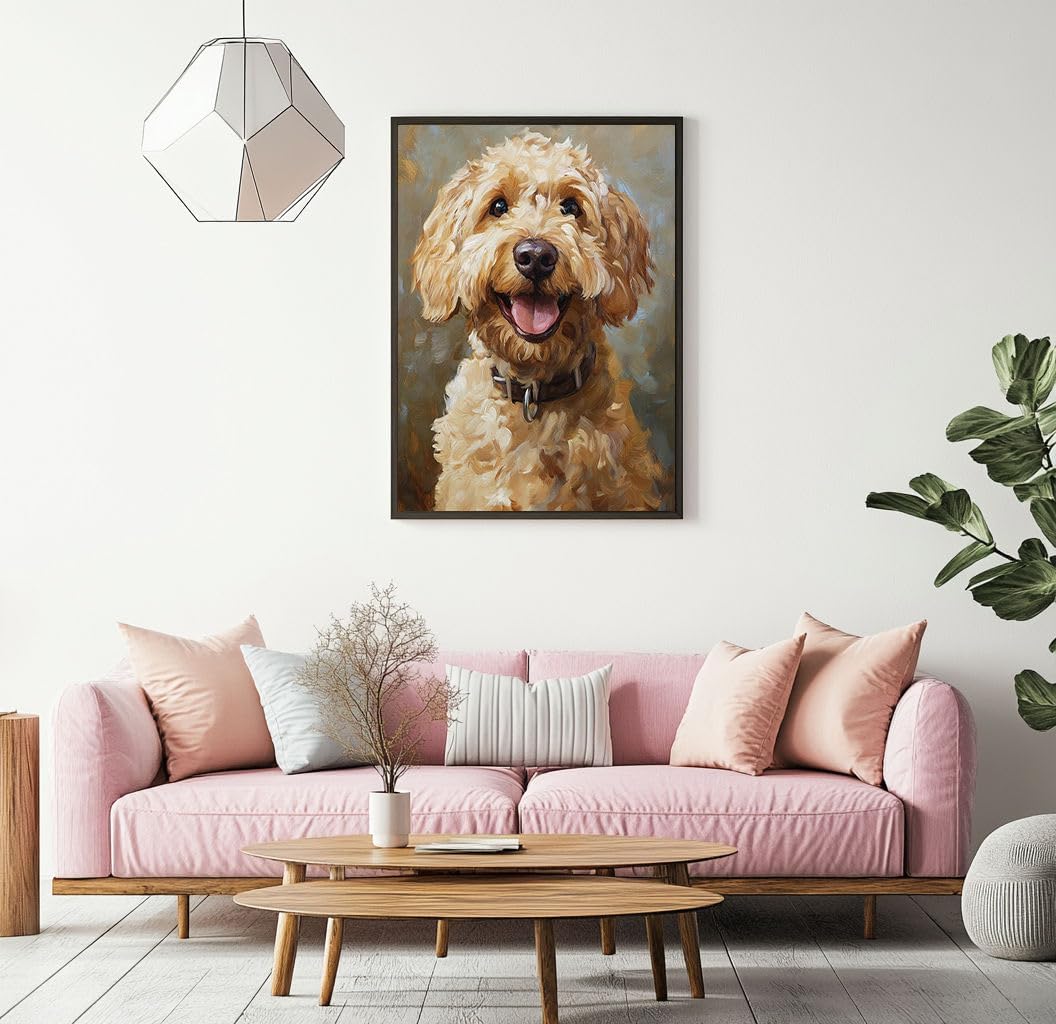 Goldendoodle Dog Paint by Numbers Kit for Adults Beginner, Cute Dog Adult Paint by Number Kits on Canvas, DIY Acrylic Watercolor Oil Paint by Number for Adults for Home Decor Gift 16"W x 20"L