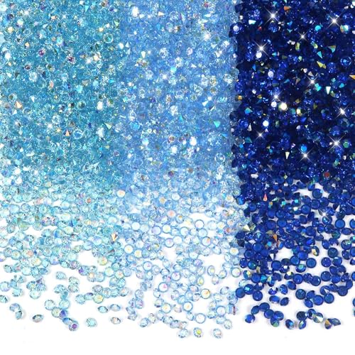 TOAOB 5000pcs Cristaux Acrylique Diamants 3mm Diamant en Forme de Cristaux Pierres Précieuses Bleu Thèmes Confettis Pierres de Strass pour Table Décorations...