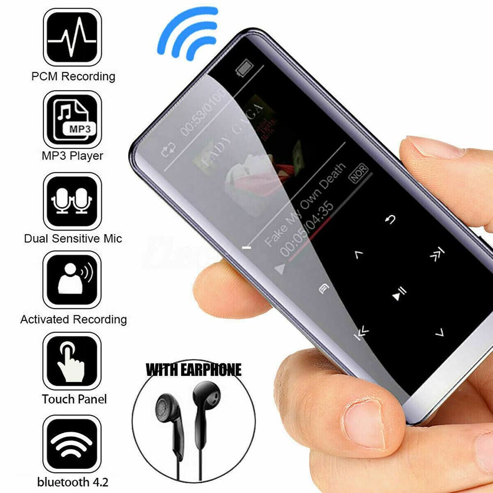 HIFIMP3 Odtwarzacz Bluetooth 4.0, odtwarzacz muzyczny z radiem FM, nagrywanie, e-book, bezstratny dźwięk HiFi, wbudowana pamięć 32 GB