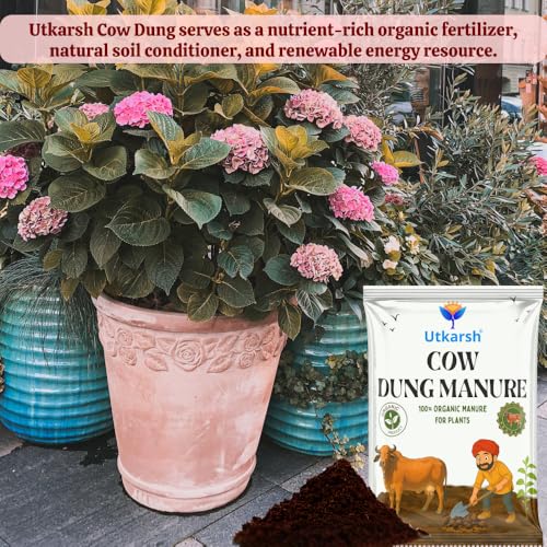 Image of Utkarsh Cow Dung Manure 900 gm, 100% Natural Organic Fertilizer for Plants, Nutrient-Rich Microbial Compost, Improves Plant Health, Water Retention & Soil Fertility, Sourced from Desi Gaushalas