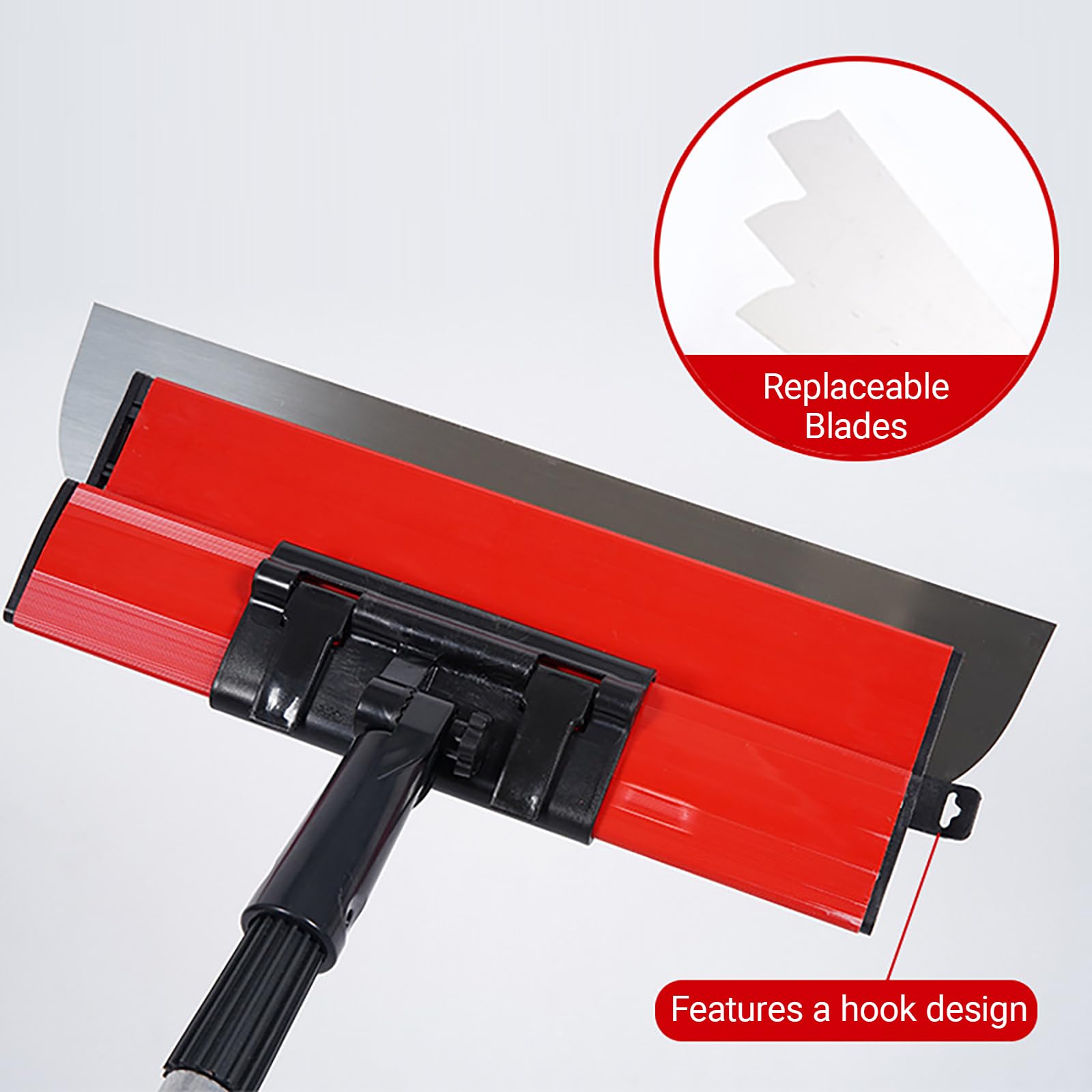 Flächenspachtel Set Profi im Koffer, Spachtel Set Werkzeug mit 0,8-1,32 m Teleskopstange, Beinhaltet Spachtel in den Längen 15/25/40/60/80cm und Ersatzklingen Edelstahl, 16-Pcs Spachtelset