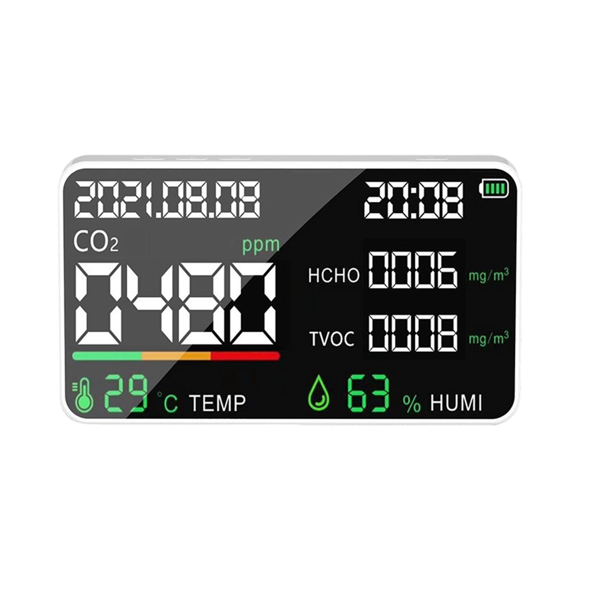 Air Quality Monitor, Air Quality Monitor for CO2 TVOC HCHO Temp Air Quality Detector Air Quality Tester(HD05)