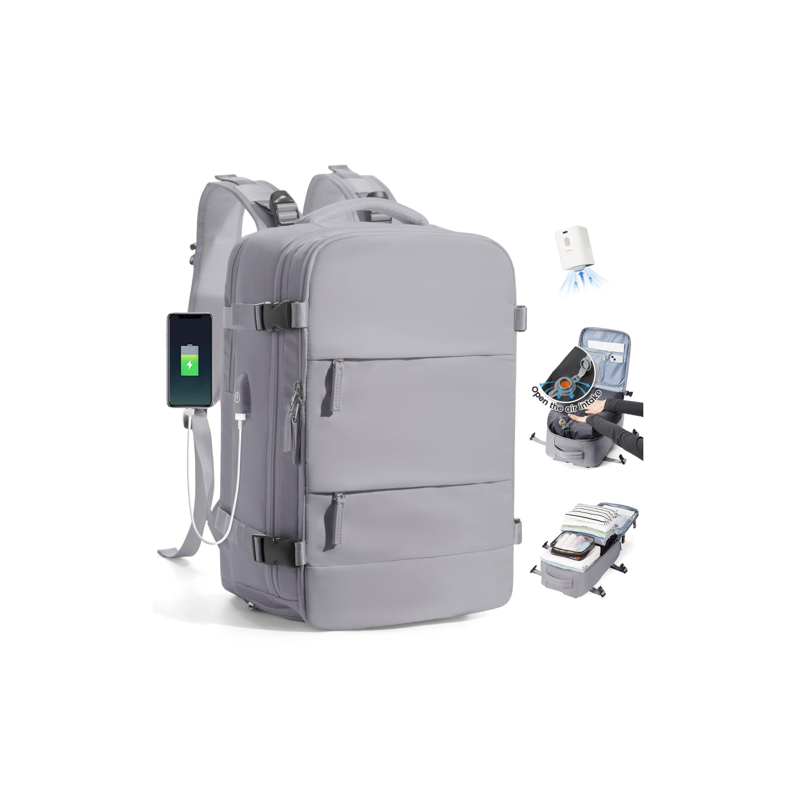 SZLX Zaino A Vuoto Bagaglio A Mano Donna, Zaino Airbag Con Sistema Di Vuoto Per Viaggi, Ryanair Viaggio Ruscksack Dimensione Cabina Con Pompa Impermeabile Uomo Valigia A Vuoto