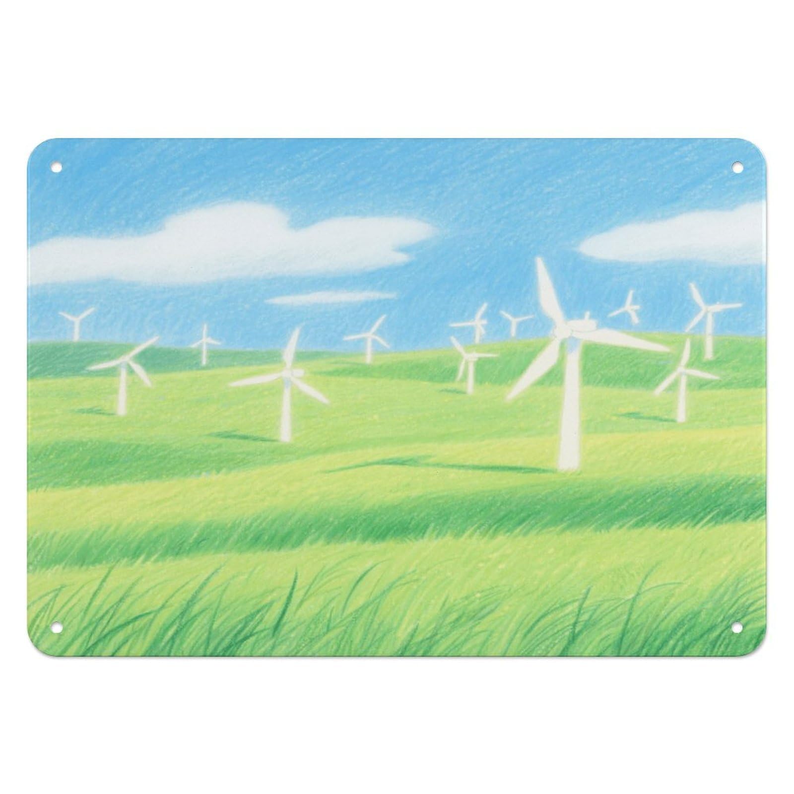 Fekiloot Style Grassland Windmill Group Wall Decor Iron Painting Metal Sign