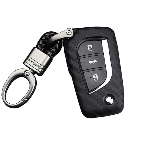 Soft Silicone Rubber Carbon Fiber Texture Case Key Fob Cover
