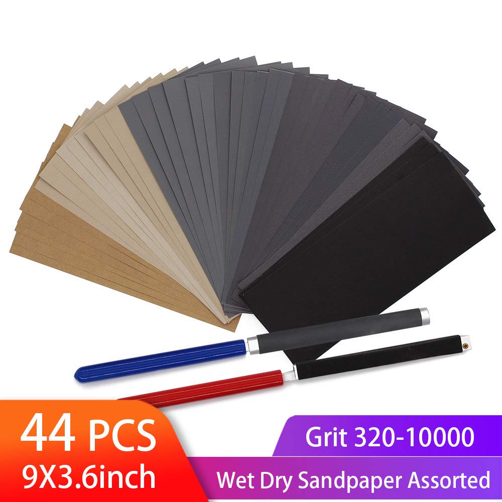 9x3.6 pouces papier abrasif étanche sec et humide 320 à 10000 support de papier abrasif à grains assortis pour bois bijoux en plastique polissage des métaux