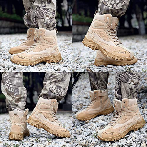 Bitiger Men's Trend Outdoor Shoes Police Work With Side Zipper Tactical Boots Commando Hiking Boots #TOP6