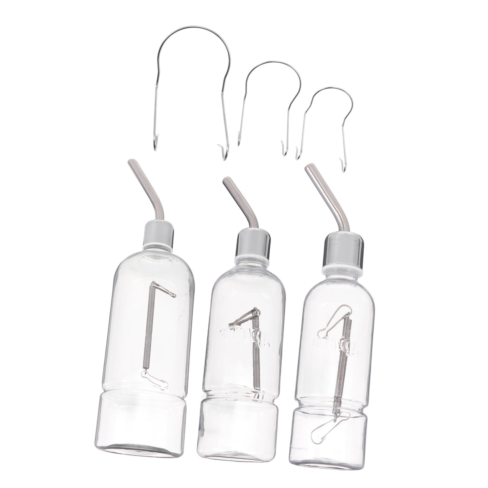BESTonZON 3pcs Pet Stainless Steel Drinking Fountain Automatic Water Bottle for Cage Squirrel Water Bottle