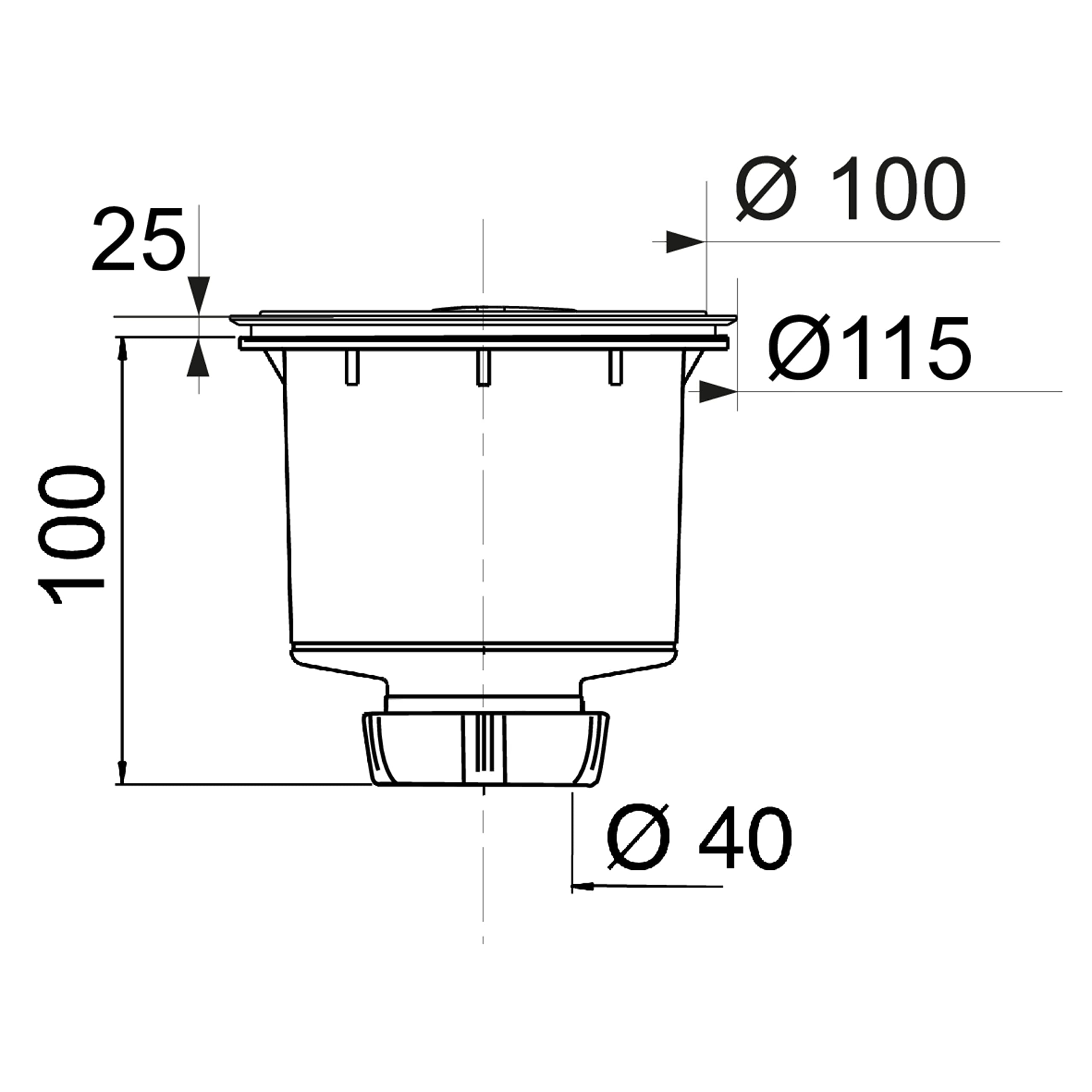 Wirquin 30722461 Bonde de douche Tourbillon verticale grise pour receveur de douche design ou à carreler