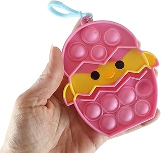 1 Small Chick in Egg on Clip Bubble Popper Toy - Easter Basket Fidget - Bubble Pop Fidget Toy - Silicone Push Poke Bubble Wrap - Bubble Popper Sensory Stress Toy OT (Random Color)