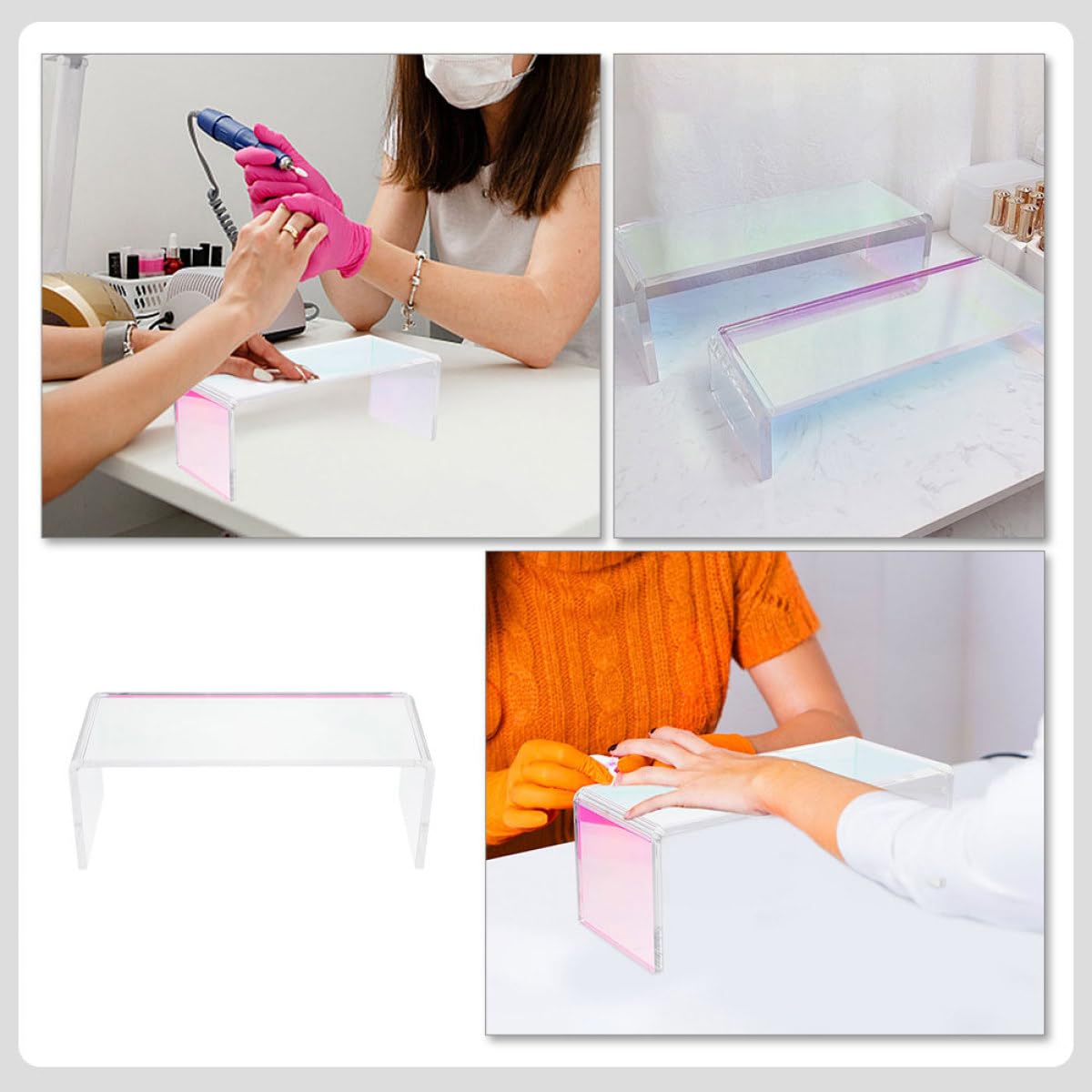 ifundom Cuscino Poggiamani Ispessito Trasparente per Manicure, Supporto per Nail Art Professionale, Accessorio Salone Bellezza e Uso Domestico