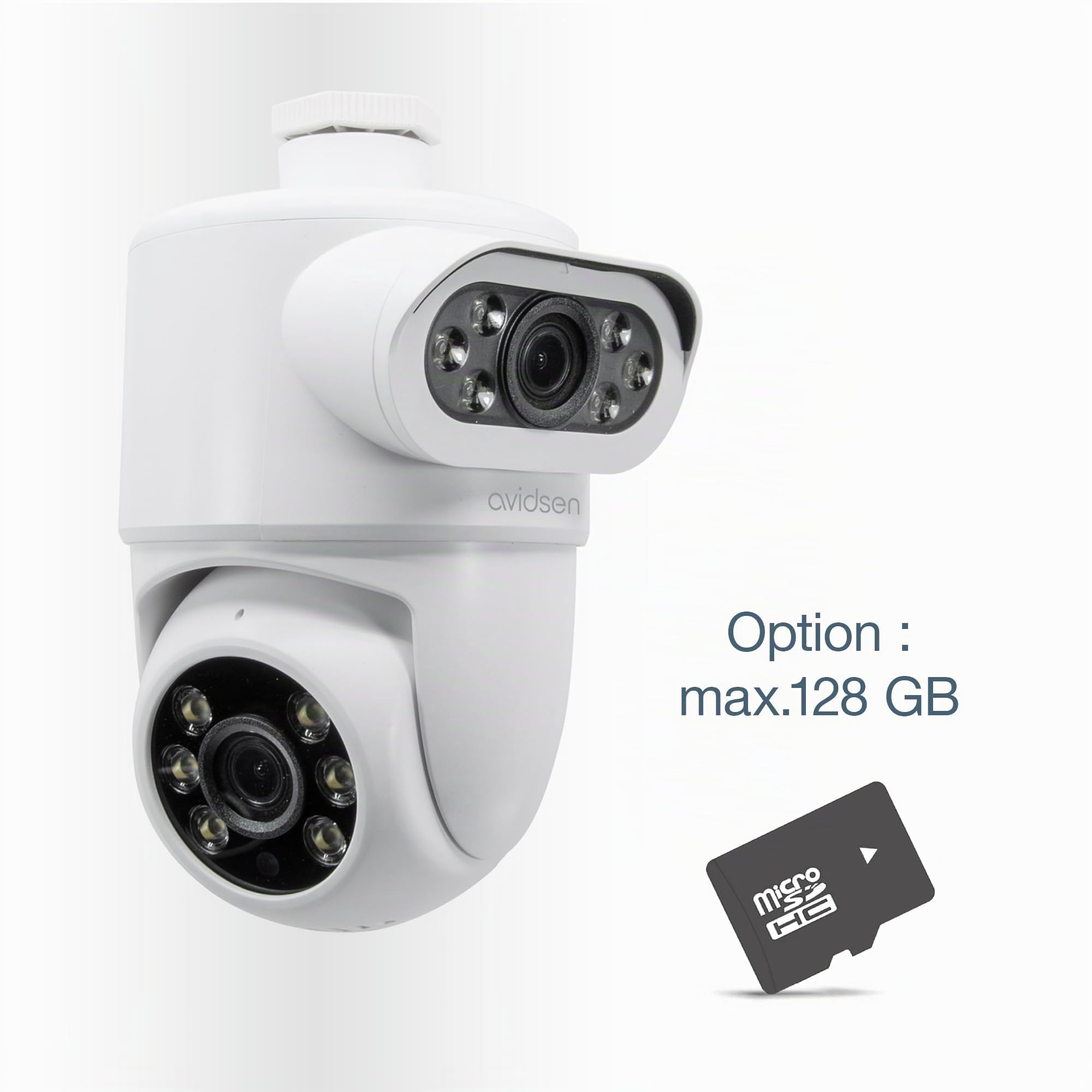 Avidsen HomeCam Dual 2K 3MP — Caméra de Surveillance Extérieure Filaire WiFi Double Objectif, PTZ 355°/90°, Suivi Automatique, Sirène 80dB, LED 150 Lumens, Vision Nocturne Couleur