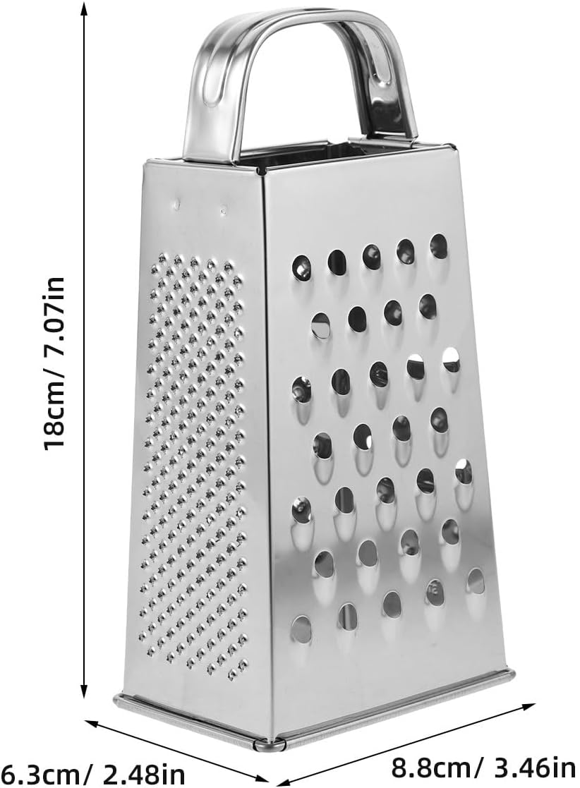 ARTIBETTER Stainless Steel Grater for Kitchen 4 Sided Cheese Grater Metal with Handle Vegetable Grating Tool and Food Shredder for Potato Ginger Garlic 7.08 X 3.46 X 2.48 in 1 Pack