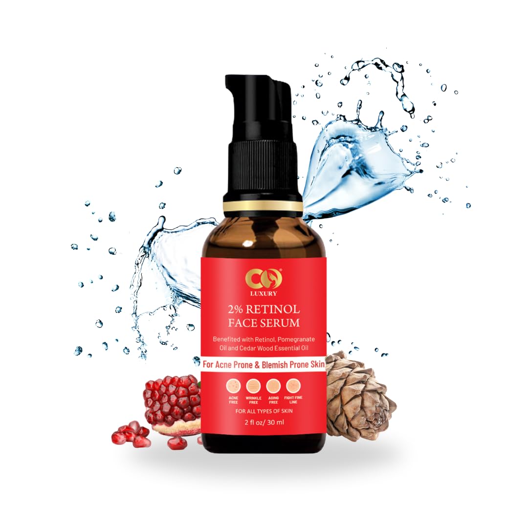 CO Luxury 2% Retinol Face Serum with Pomegranate & Cedarwood Oil | Anti-Aging, Acne & Wrinkle Care | For All Skin Types โ 30ml