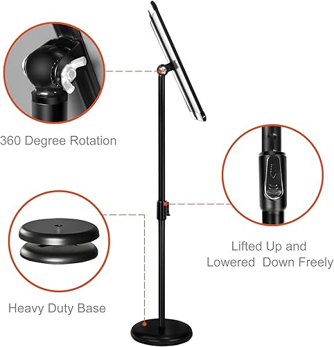 Miniatura 5 de SCZS Soporte ajustable para letreros de pedestal, soporte para póster de aluminio, marco abierto para 8.5 x 11 pulgadas con base redonda pesada,