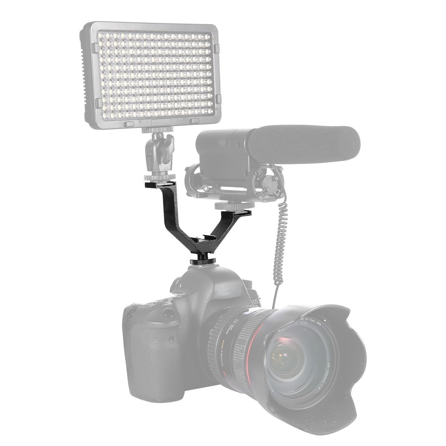 Yantralay Universal Triple Hot Shoe Mount Bracket -Lightweight & Sturdy - Attach LED Lights, Microphones, and More - Portable Studio Accessory for DSLR Cameras (Black)-image-24